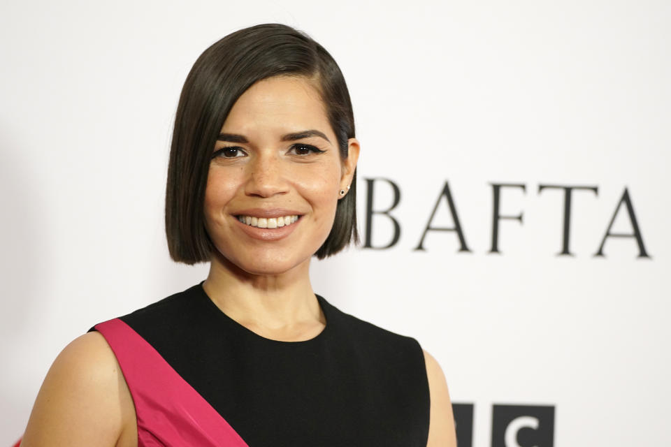 America Ferrera llega a la gala BAFTA Tea Party el sábado 13 de enero de 2024, en The Maybourne Beverly Hills en Beverly Hills, California. Ferrera fue nominada al Oscar a mejor actriz de reparto por su papel en "Barbie" el 23 de enero. (Foto Jordan Strauss/Invision/AP)