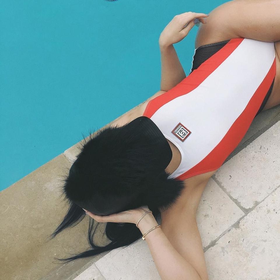 <p>Few designers do sporty quite like Chanel, and the littlest Jenner sister made sure to get her hands on a colorful one-piece option from the Paris fashion house for the summer.</p><p><em>Chanel one-piece swimsuit</em></p>