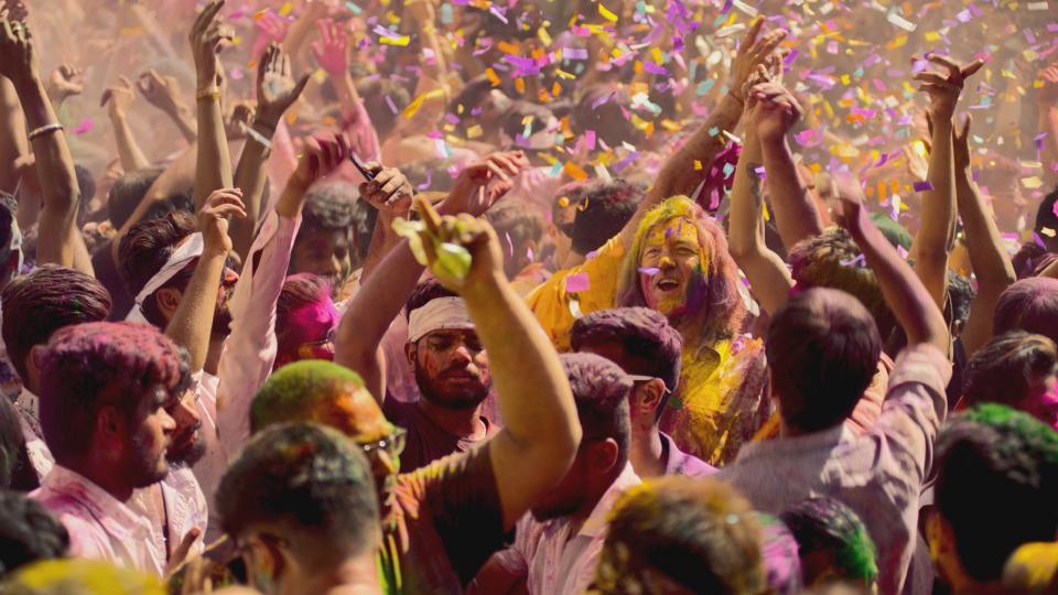 James May enjoying himself at the festival of Holi.