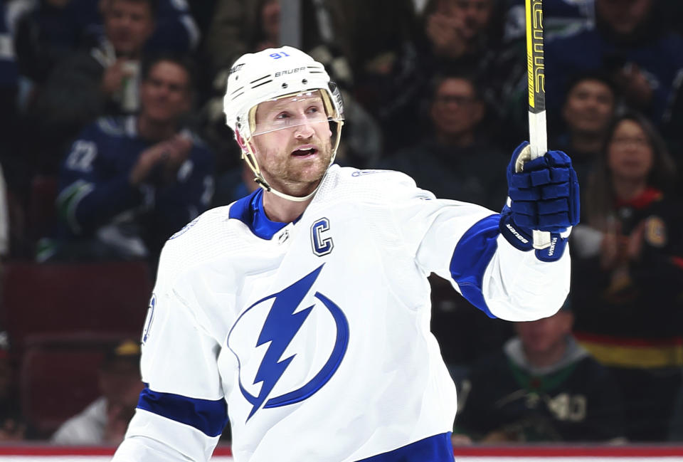 Steven Stamkos #91 of the Tampa Bay Lightning is a fantasy superstar