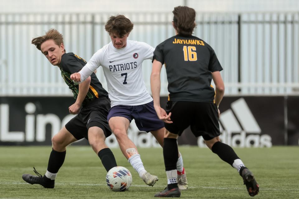 American Heritage and St. Joseph compete in a 2A boys soccer state semifinal at Zions Bank Stadium in Herriman on Wednesday, May 10, 2023. | Spenser Heaps, Deseret News