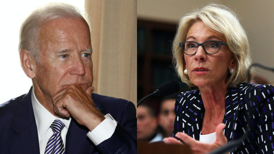 Joe Biden Has Strong Words For Betsy DeVos After Her Title IX Announcement