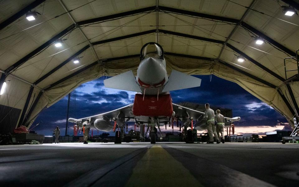 RAF Typhoon FRG4s being prepared for the strikes