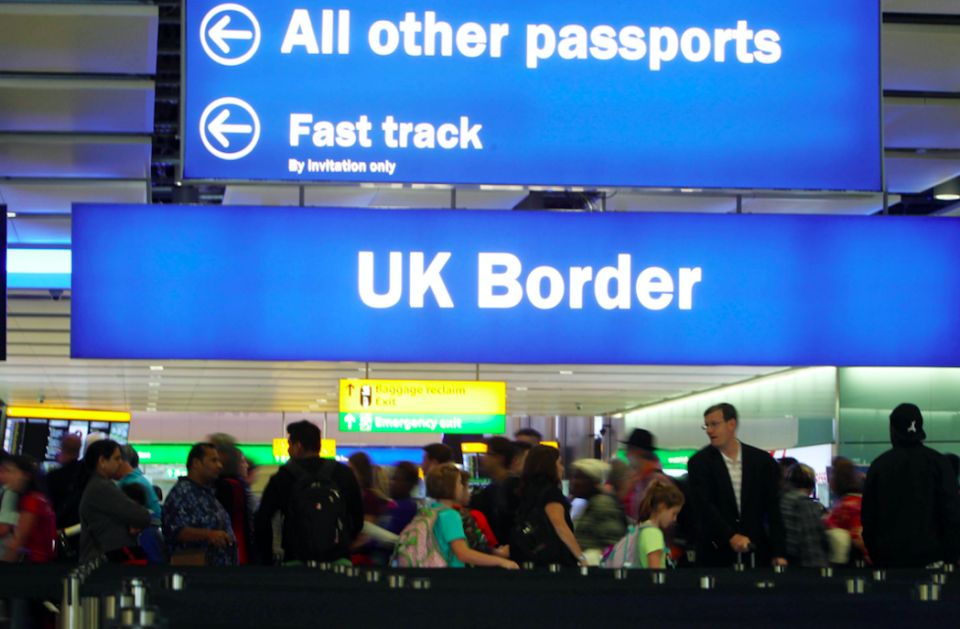 <em>Queues at Heathrow Airport reached two and a half hours last month, new figures reveal (PA)</em>