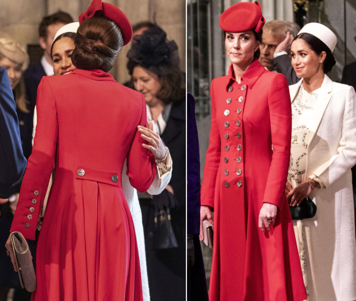 The Duchess of Cambridge and Duchess of Sussex were together for Commonwealth Day celebrations. Photo: Getty