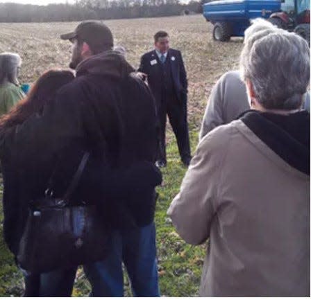 Jonathan Stayer’s historical expertise extends to many areas. His long-time interest in Springettsbury Township’s Camp Security,  the British prisoner-of-war camp in the American Revolution, has helped keep alive interest in the site. Here, he discusses the POW camp with land that hosted the site from 1781 to 1783 in the background.