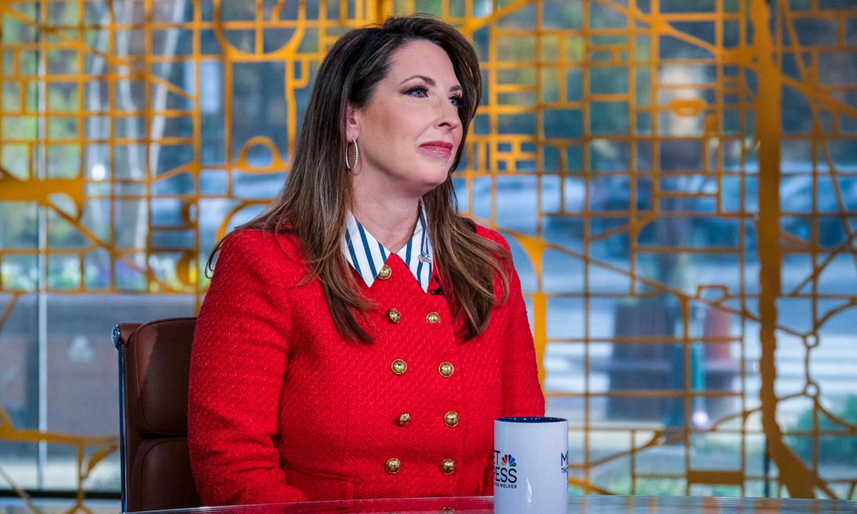 <span>Ronna McDaniel on Meet the Press in Washington DC on 12 November 2023.</span><span>Photograph: William B Plowman/NBC via Getty Images</span>