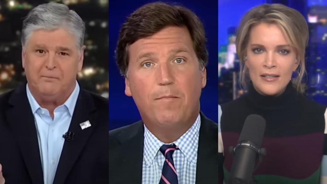  Sean Hannity and Tucker Carlson on Fox News; Megyn Kelly on The Megyn Kelly Show. 