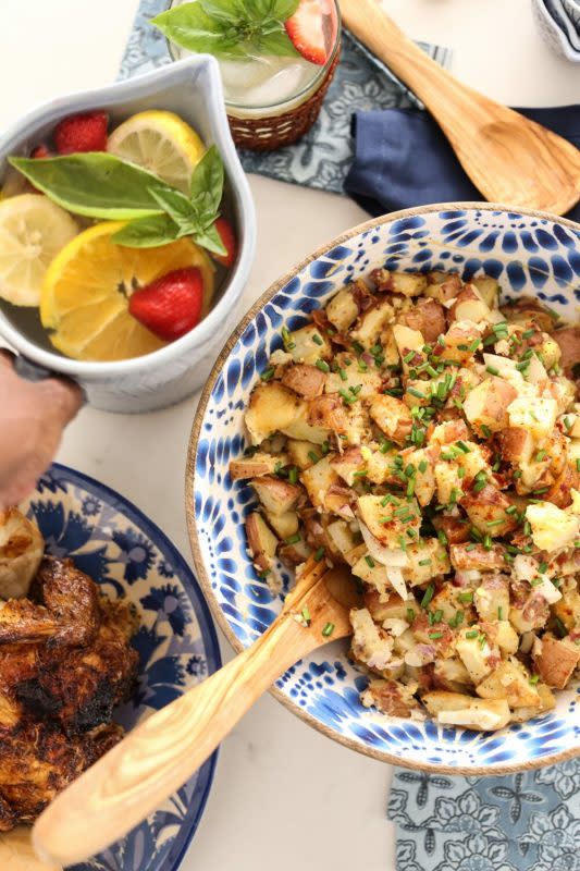 <p>Just Destiny</p><p>Delicious smoky flavored red potato salad featuring grilled red potatoes, creamy salad dressing and bacon.</p><p><strong>Get the recipe: <a href="https://justdestinymag.com/grilled-red-potato-salad/" rel="nofollow noopener" target="_blank" data-ylk="slk:Grilled Red Potato Salad;elm:context_link;itc:0;sec:content-canvas" class="link ">Grilled Red Potato Salad</a></strong></p>