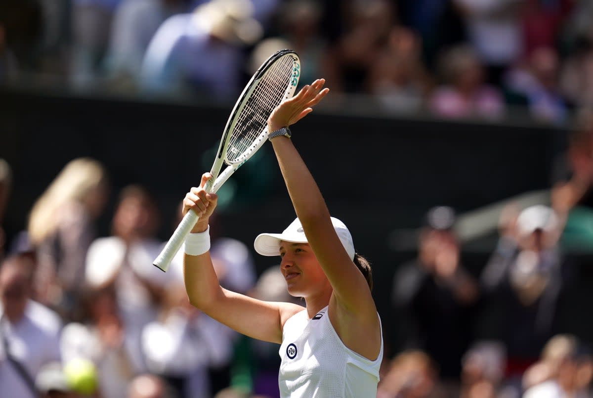 Iga Swiatek won her 36th match in a row with a first-round success at Wimbledon (John Walton/PA) (PA Wire)