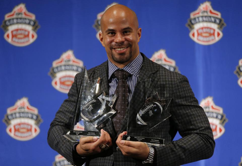 <b>Most Outstanding Player: Jon Cornish, RB, Calgary Stampeders</b><br> Cornish joins Tony Gabriel (1978) and Russ Jackson (1963, ’66, ’69) as the only Canadians to win the CFL MOP award.