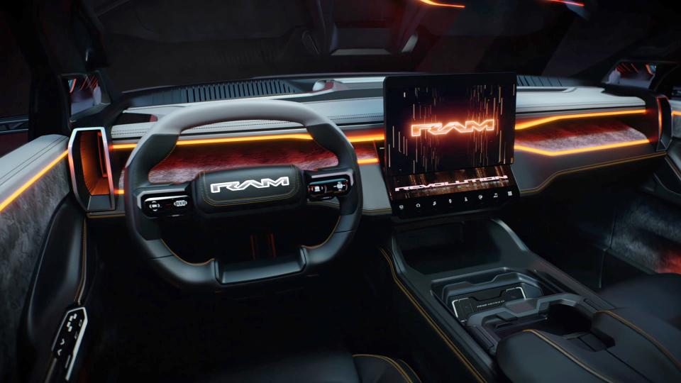 The Ram 1500 Revolution Battery-electric Vehicle (BEV) Concept interior.