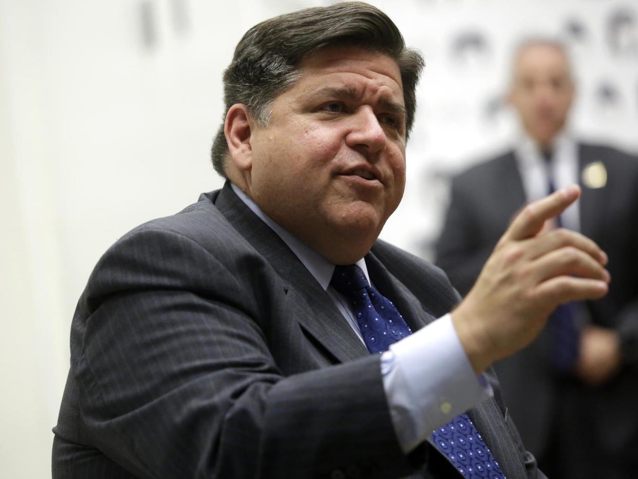 JB Pritzker speaks during a round table discussion with high school students at a creative workspace for women: (Getty Images)