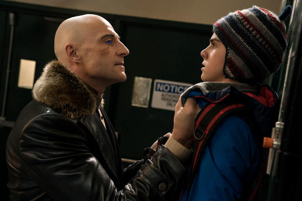 (L-R) MARK STRONG as Dr. Thaddeus Sivana and JACK DYLAN GRAZER as Freddy Freeman in New Line Cinema’s action adventure “SHAZAM!,” a Warner Bros. Pictures release. (© 2019 WARNER BROS. ENTERTAINMENT INC.)