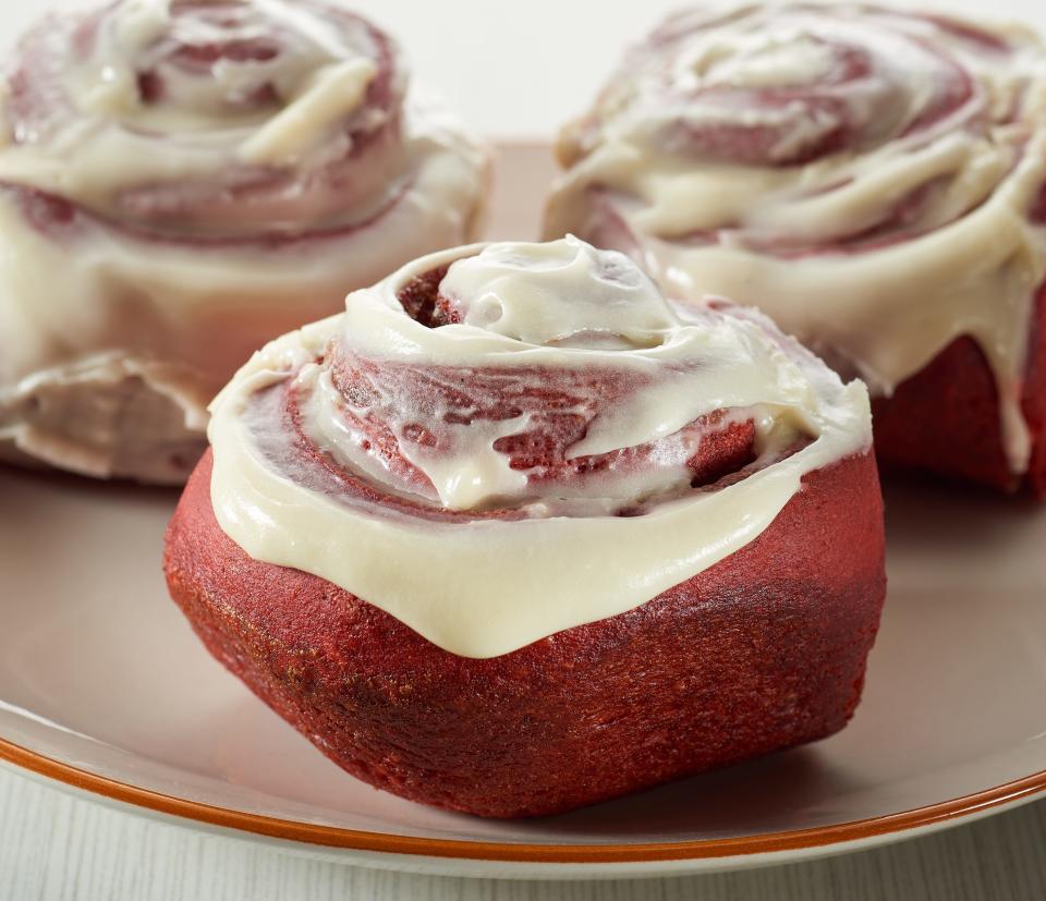 Red Velvet Cinnamon Rolls made from a Made in Oklahoma Coalition recipe.