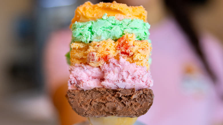 stacked Rainbow Cone close view