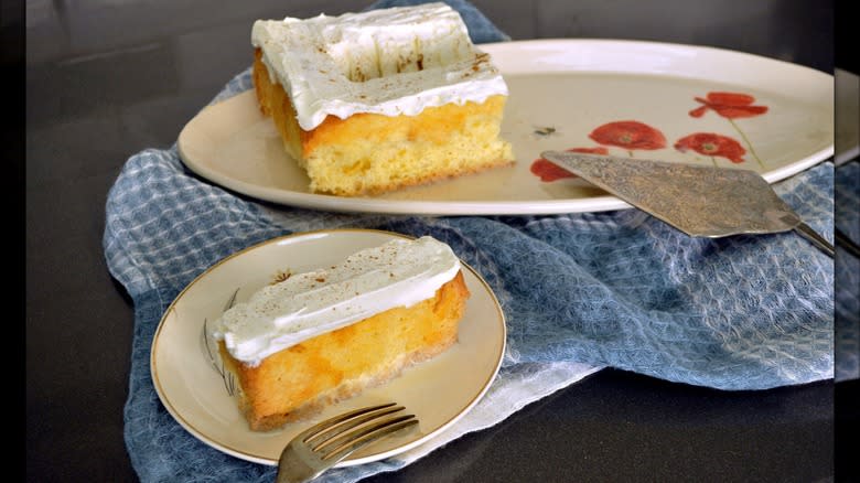 slice of tres leches cake