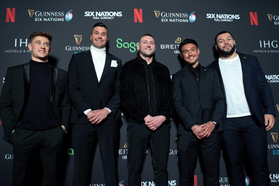 Seb Negri (second from left) attended the premiere of the Six Nations Netflix documentary (Getty Images)