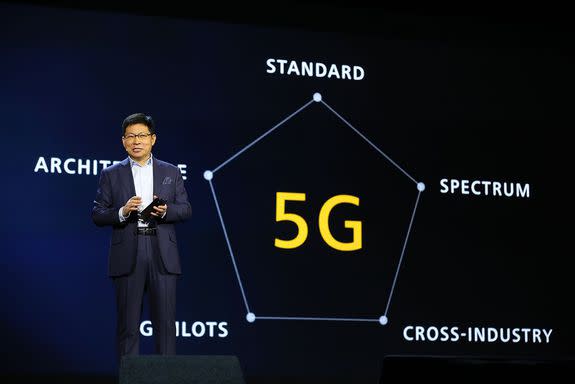 Huawei CEO Richard Yu discusses the future of 5G during a keynote address at CES.