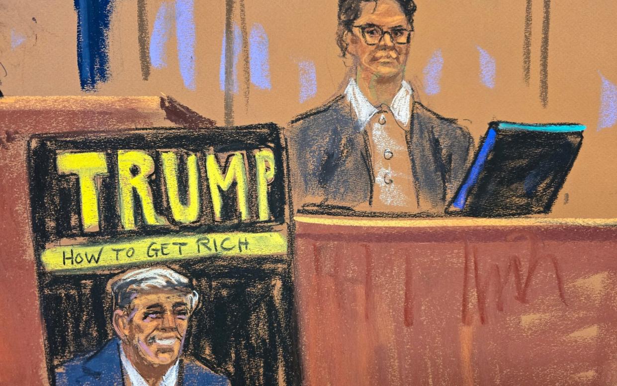 Penguin Random House executive Sally Franklin gives testimony during Donald Trump's "hush money" trial