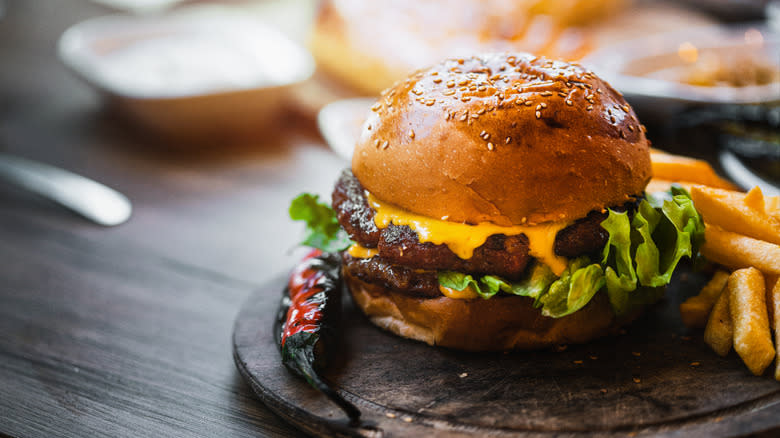 Cheeseburger and french fries