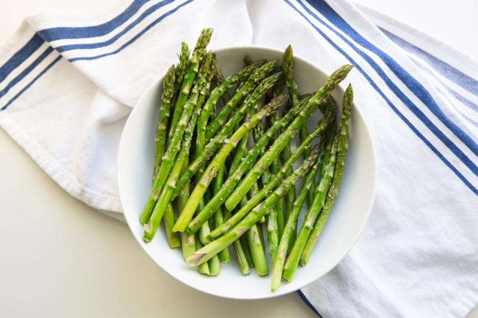 Roasted asparagus season is here. Bet you can't eat just one.