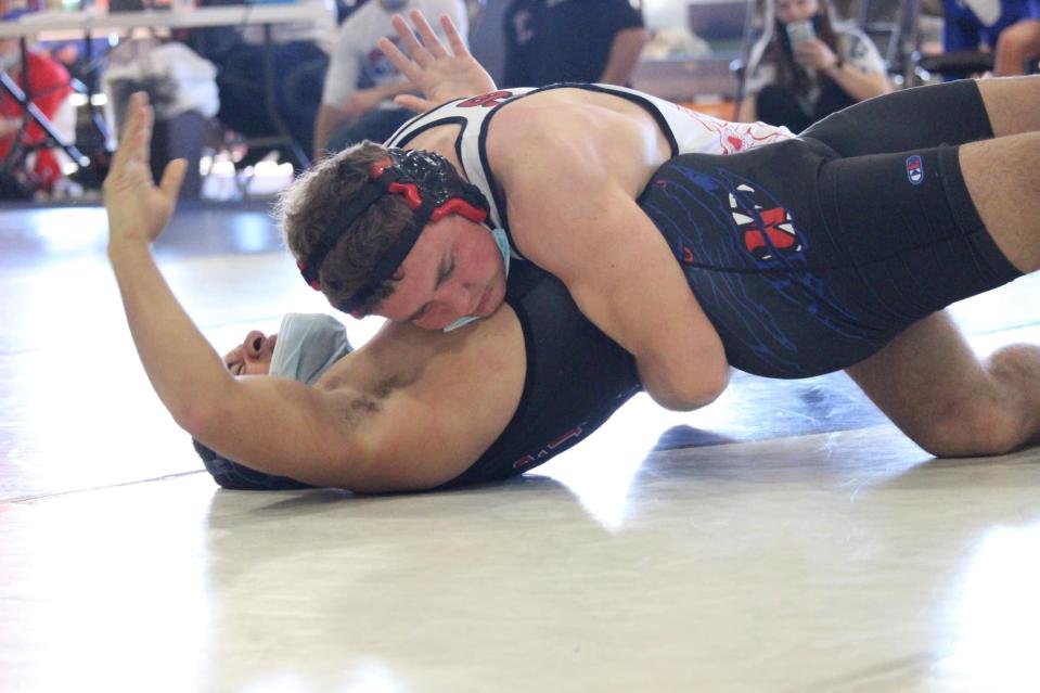 Canisteo-Greenwood's Jacob Evingham controls his opponent during the Mark Stephens Classic Wrestling Tournament over the weekend.