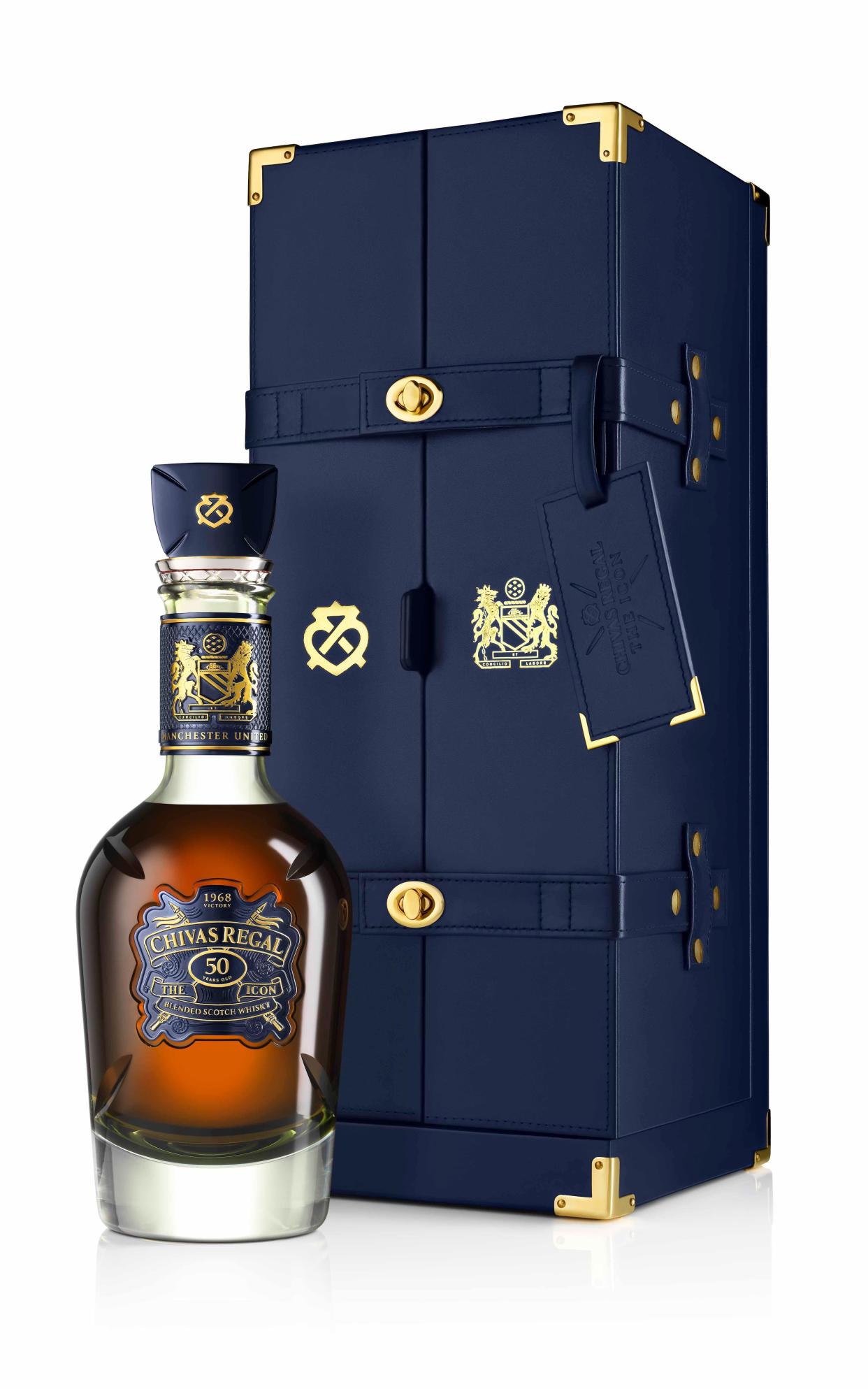 The Chivas Icon 50 Year Old - which comes in a hand-blown crystal decanter and case - was crafted to celebrate Manchester United's 4-1 European Cup victory over Portugese side Benfica