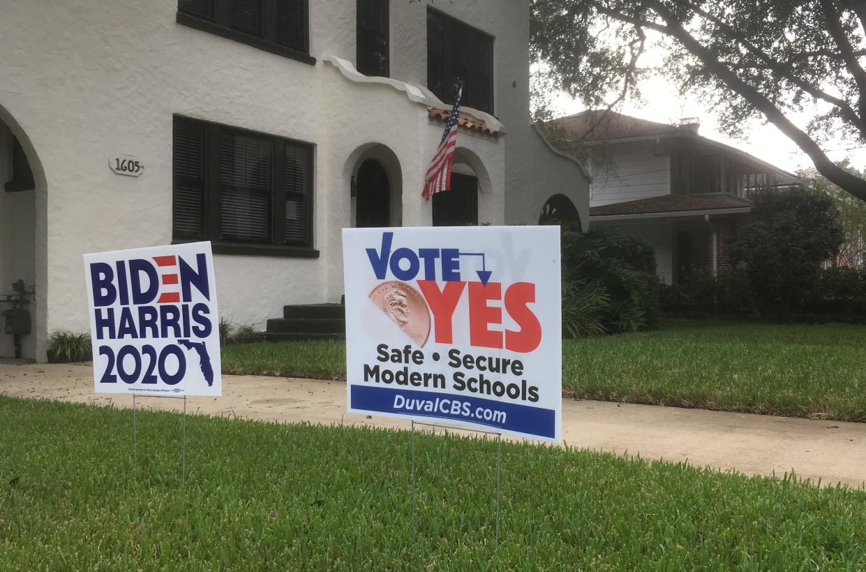 Schools sales-tax supporters have produced campaign signs like this on outside an Avondale home.