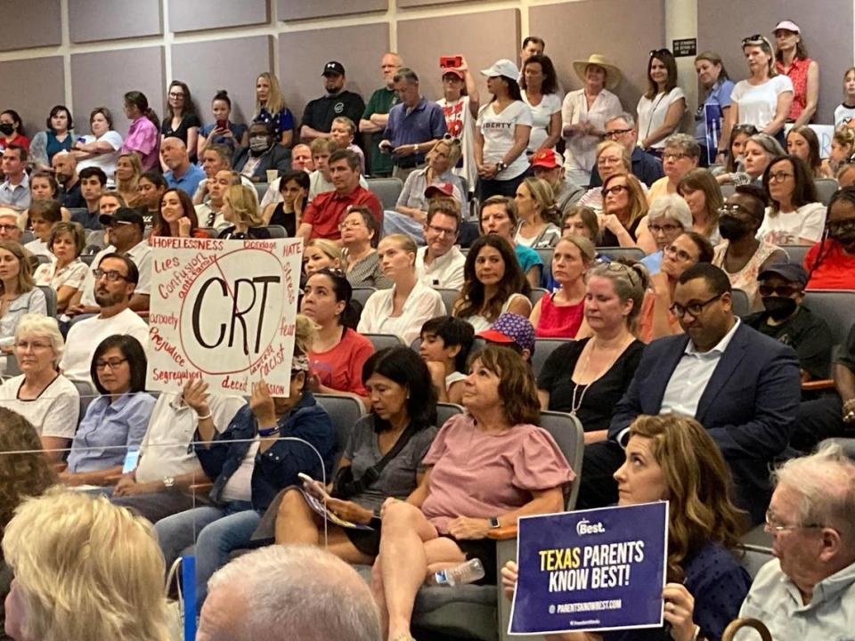 Anti-CRT protesters helped pack the Fort Worth Independent School District Board of Education meeting on June 22. In total, 86 people spoke at the meeting, including 48 anti-CRT or anti-equity speakers.