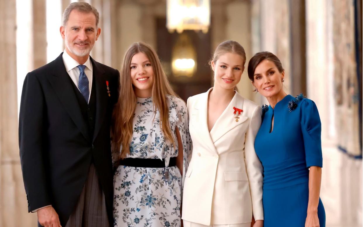 King Felipe, Princess Sofia, Crown Princess Leonor and and Queen Letizia pose for their annual Christmas card