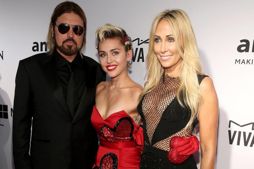 Tish pictured with ex husband Billy Ray Cyrus and daughter Miley Cyrus in 2015 (Neilson Barnard/Getty)