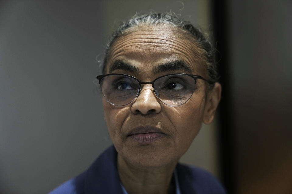 FILE - Brazil's Marina Silva, a former environment minister, attends a session at the Brazil Pavilion at the COP27 U.N. Climate Summit, Nov. 12, 2022, in Sharm el-Sheikh, Egypt. Brazil's President-elect Luiz Inacio Lula da Silva named Silva as environment minister for his incoming government, indicating he will prioritize cracking down on illegal deforestation in the Amazon. (AP Photo/Nariman El-Mofty, File)
