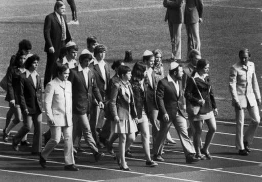 The Israeli Olympic team marches in the Munich Olympic stadium on September 6, 1972, as they pay tribute to their 11 teammates killed by Palestinian terrorists the day before. The self-proclaimed Palestinian mastermind of the 1972 Munich Olympic massacre among Israeli athletes was aided by a German neo-Nazi, Spiegel online reported on Sunday