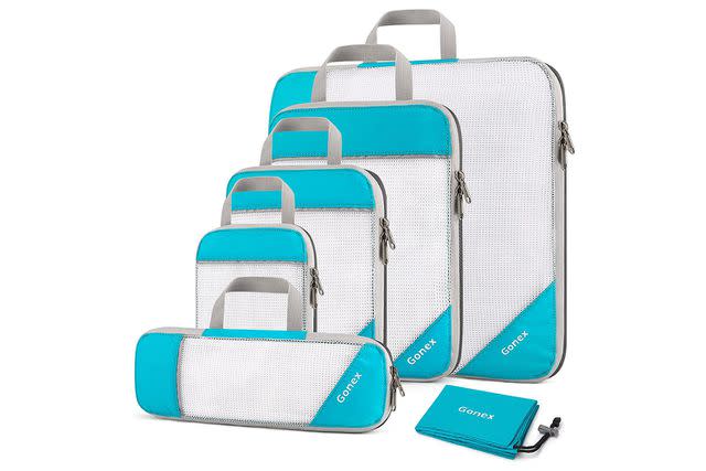 CARDONS Premium Compression Packing Cubes Travel Suitcase Organisers  Laundry Bag (Blue)