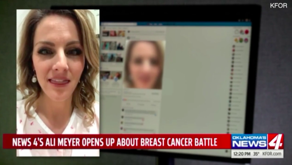 Ali Meyer filmed her first mammogram but was shocked to be diagnosed with breast cancer [Photo: KFOR/4 NEWS]