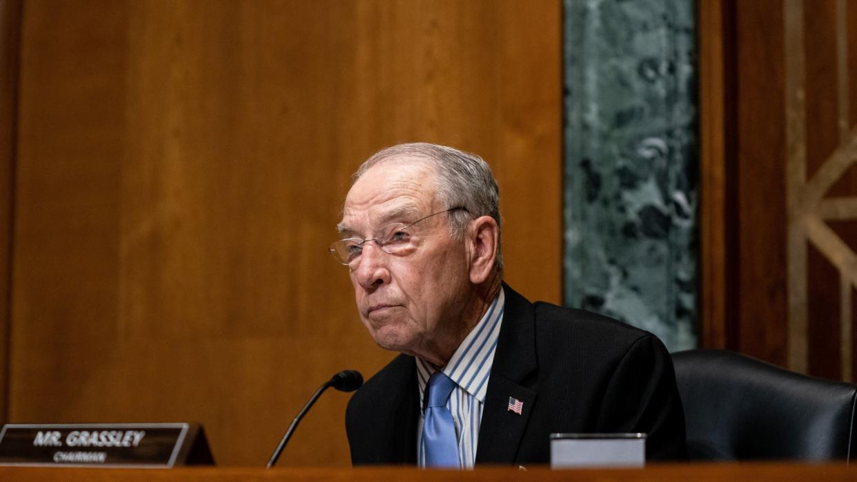 Mandatory Credit: Photo by Shutterstock (10695926j)United States Senator Chuck Grassley (Republican of Iowa), Chairman, US Senate Committee on Finance, speaks during a hearing about the 2020 Filing Season and IRS COVID-19 Recovery at the U.