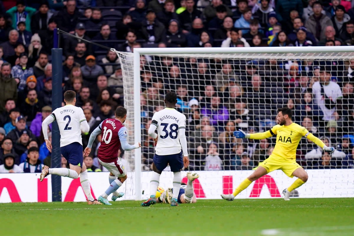 Emiliano Buendia fired Aston Villa ahead in their 2-0 win at Tottenham (John Walton/PA) (PA Wire)