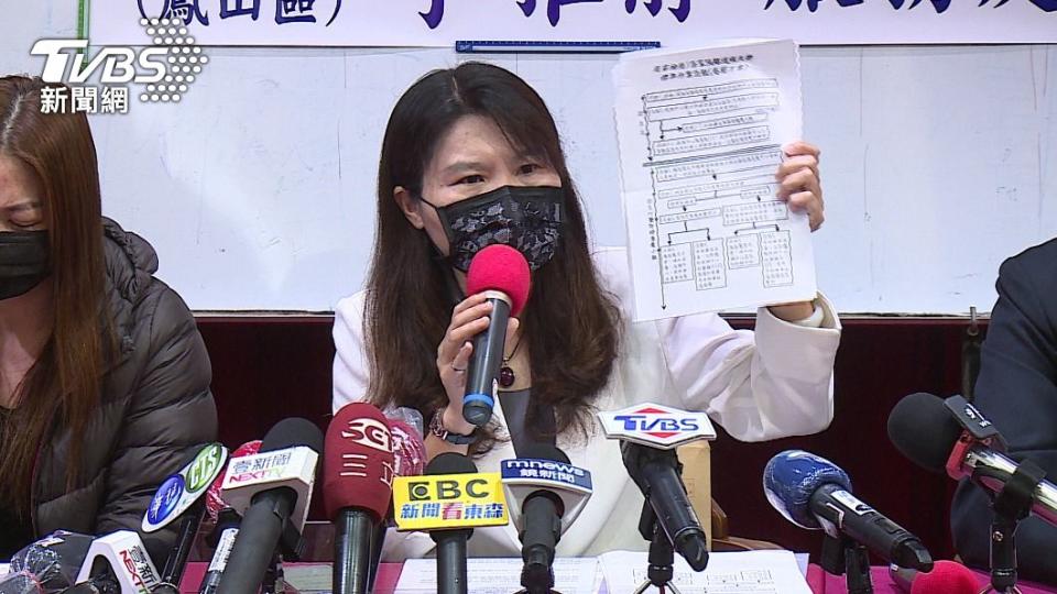 高雄市議員李雅靜與家屬召開記者會，痛批疫調支援中心官僚殺人。（圖／TVBS）