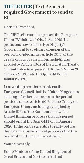 THE LETTER | Text Benn Act required Government to send to EU