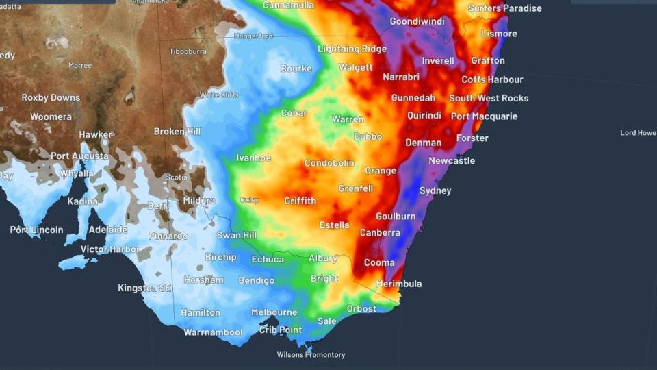 Three day rain totals to Saturday. Picture WeatherZone.JPG