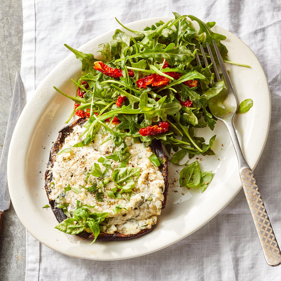 Ricotta-Stuffed Portobello Mushrooms with Arugula Salad