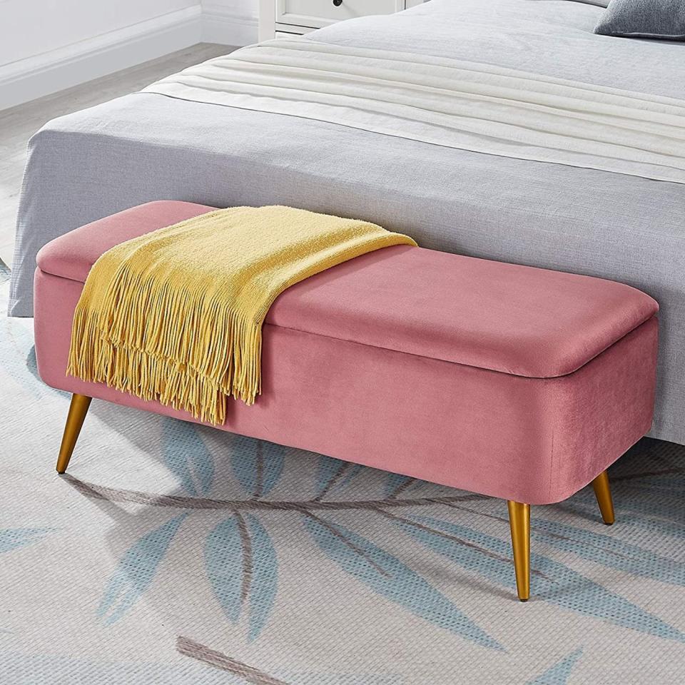 6) Upholstered Velvet Storage Bench