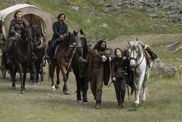 (L-R): Jade (Erin Kellyman), Graydon (Tony Revolori), Boorman (Amar Chadha-Patel) and Kit (Ruby Cruz) in Lucasfilm's WILLOW exclusively on Disney+.