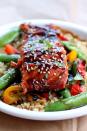 <p>Not your typical stir-fry dish, this <a rel="nofollow noopener" href="http://www.drozthegoodlife.com/healthy-food-nutrition/healthy-recipe-ideas/tips/g445/salmon-recipes/" target="_blank" data-ylk="slk:salmon version;elm:context_link;itc:0;sec:content-canvas" class="link ">salmon version</a> is loaded with omega-3s.</p><p>Grab the recipe from <a rel="nofollow noopener" href="http://www.ambitiouskitchen.com/2012/07/sesame-ginger-sweet-teriyaki-salmon-with-garlic-quinoa-stir-fry/" target="_blank" data-ylk="slk:Ambitious Kitchen;elm:context_link;itc:0;sec:content-canvas" class="link ">Ambitious Kitchen</a>.</p>