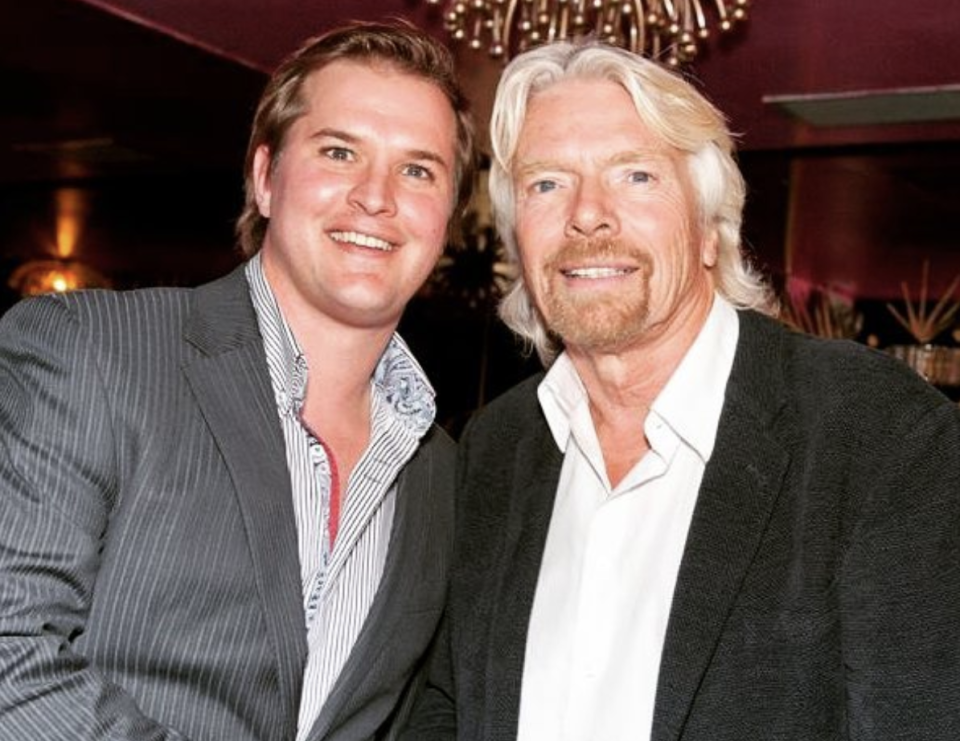 Mr Pfahl meeting his "business hero" Richard Branson. Source: Instagram