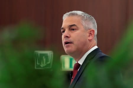 Britain's Brexit Secretary Stephen Barclay attends a breakfast meeting in Madrid