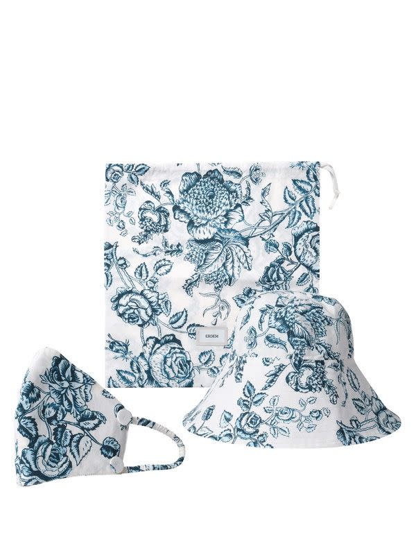 Erdem Floral-Print Bucket Hat and Face Covering