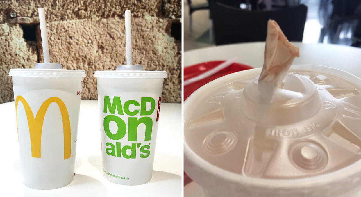 McDonald's is replacing its plastic straws with paper alternatives. [Photo: PA/Twitter]