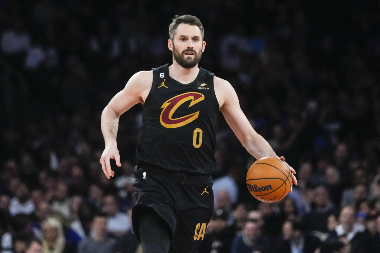 The Cleveland Cavaliers are buying out Kevin Love, who has played for the team since 2014. (AP Photo/Frank Franklin II)